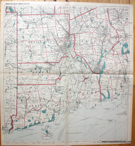 1905 - Untitled- Rhode Island With Bristol County Ma Antique Map Genuine