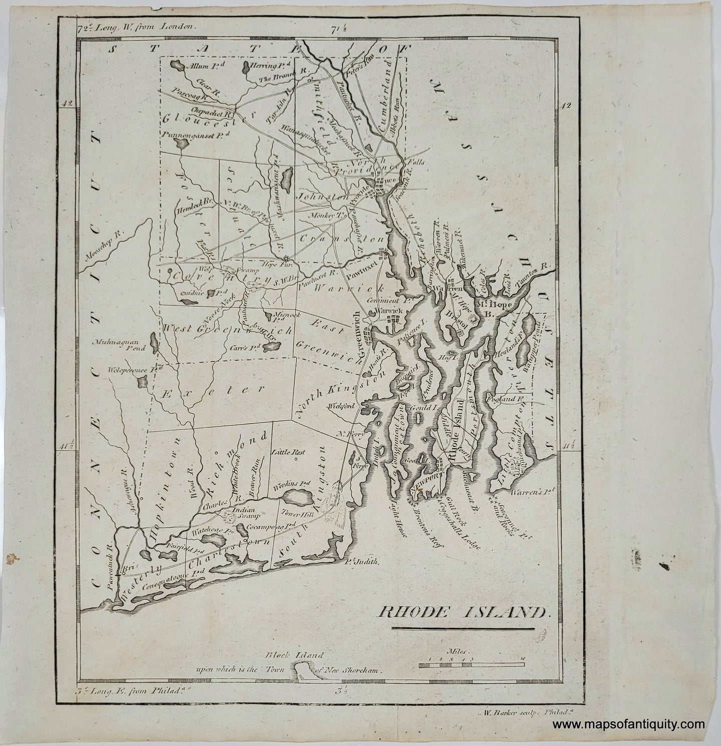 Genuine-Antique-Map-Rhode-Island-1804-Carey-Maps-Of-Antiquity