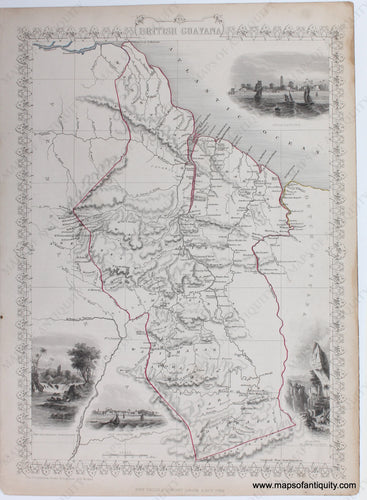 SAM010-Antique-Map-British-Guayana-Guiana-map-1851-Tallis-Rapkin-Maps-of-Antiquity