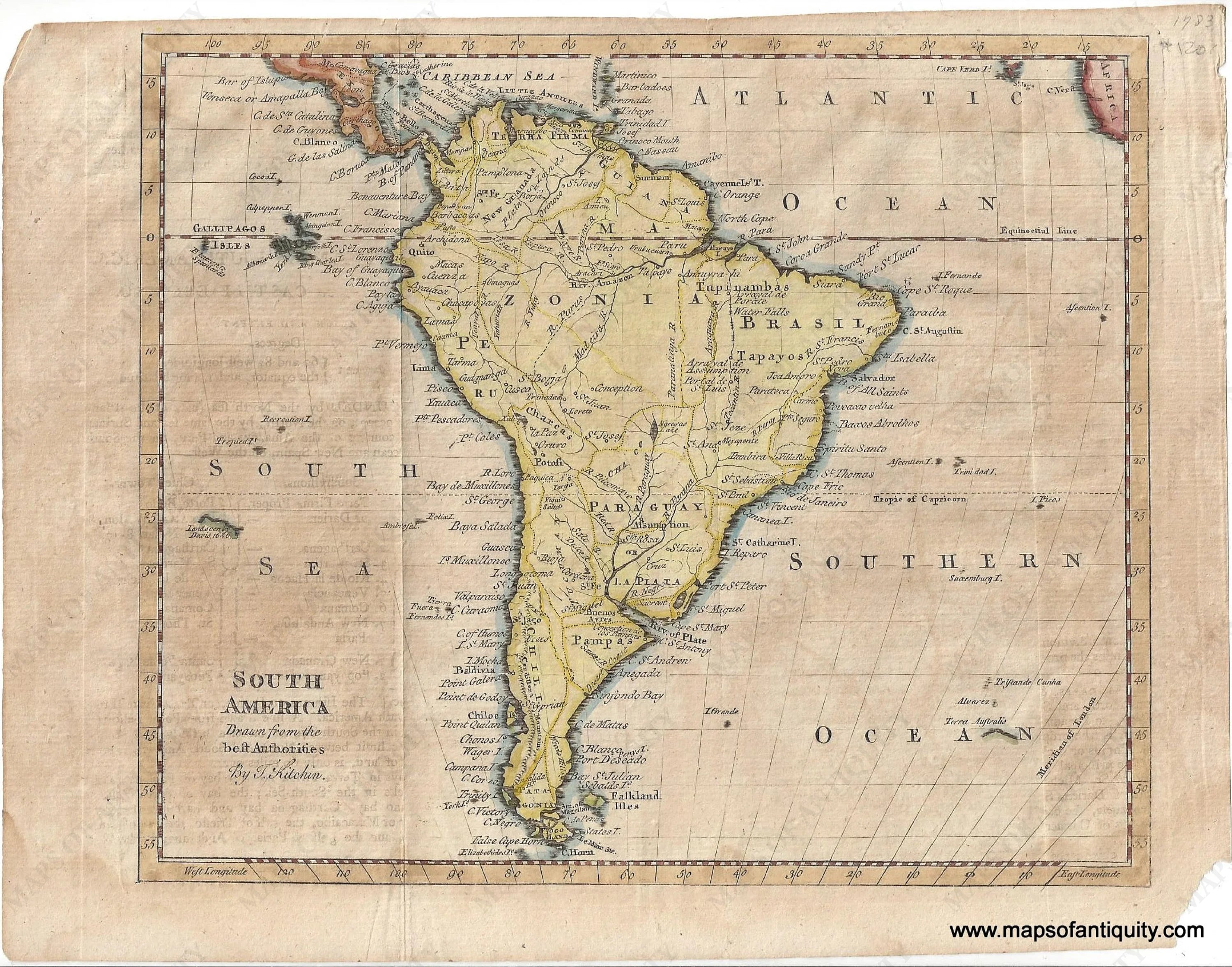 1780 - South America Drawn from the best Authorities - Antique Map