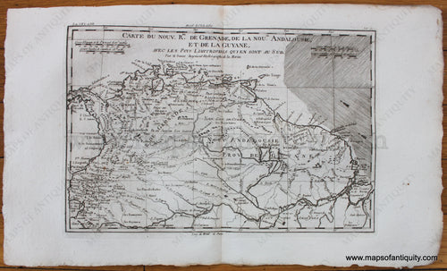 Antique-Uncolored-Map-Le-nouveau-royaume-de-Grenade-la-Nouvelle-Andalousie-et-la-Guyane-etc.---Columbia-and-Venezuela-South-America--1780-Raynal-and-Bonne-Maps-Of-Antiquity