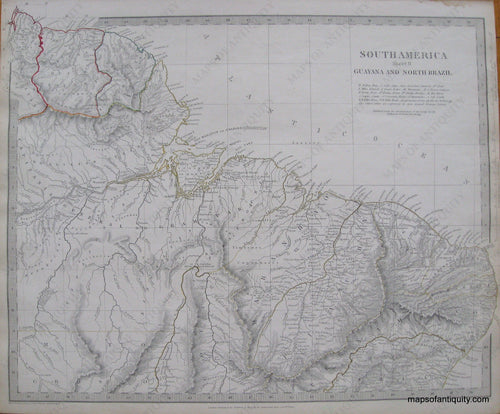 Antique-Hand-Colored-Map-South-America-II-Guayana-and-North-Brazil-South-America--1836-SDUK/-Society-for-the-Diffusion-of-Useful-Knowledge-Maps-Of-Antiquity