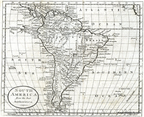 Black-and-white-antique-map-South-America-from-the-Best-Authorities-South-America-South-America-General-c.-1832-Hinton-or--Malte-Brun-Maps-Of-Antiquity