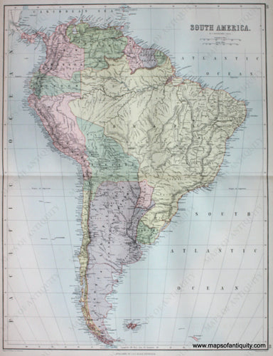 Antique-printed-color-Map-South-America-South-America--1879-Black-Maps-Of-Antiquity