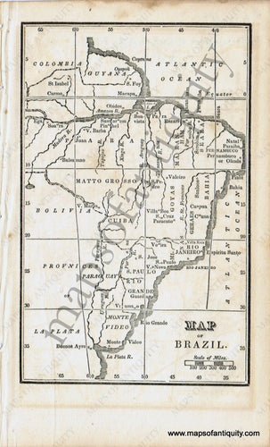 Antique-Black-and-White-Map-Map-of-Brazil-Caribbean-&-Latin-America-South-America-1830-Boston-School-Geography-Maps-Of-Antiquity