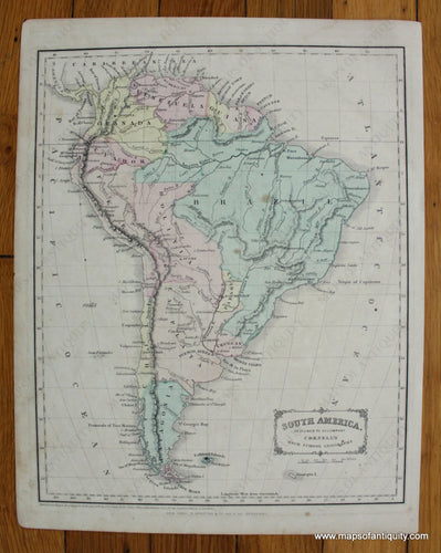 Antique-Hand-Colored-Map-South-America-Caribbean-&-Latin-America-South-America-1855-Appleton/Cornell-Maps-Of-Antiquity