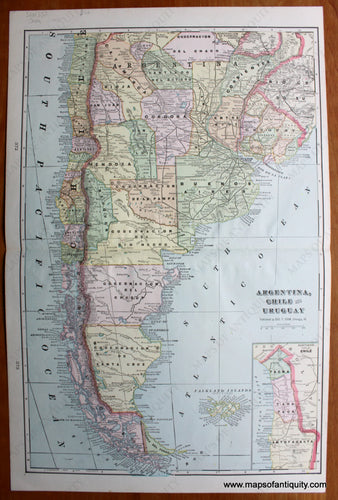 Antique-Printed-Color-Map-Argentina-Chile-and-Uruguay.-Verso:-Map-of-Peru-and-Map-of-Bolivia-Caribbean-&-Latin-America-South-America-c.1900-Cram-Maps-Of-Antiquity