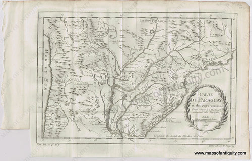 Antique-Map-Carte-Du-Paraguay-Bellin-1756-1750s-1700s-18th-Century-Maps-of-Antiquity