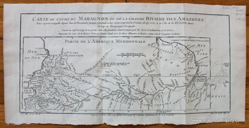 Antique-Map-French-Carte-du-Cours-du-Maragnon-ou-de-la-Grande-Riviere-des-Amazones-Amazon-River-Course-of-South-America-Bellin-1754-1750s-1700s-Mid-18th-Century-Maps-of-Antiquity