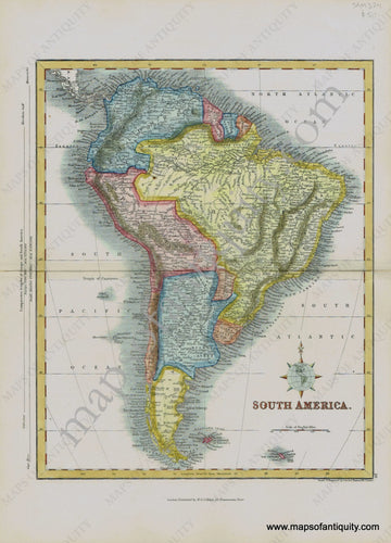 Antique-Hand-Colored-Map-South-America-c.-1850-Archer-Collins-Appleton-1800s-19th-century-Maps-of-Antiquity