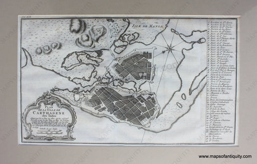 Antique-Uncolored-Map-Plan-De-La-Ville-De-Carthagene-des-Indes-1772-Prevost-1700s-18th-century-Maps-of-Antiquity