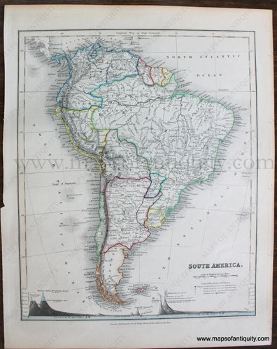 Genuine-Antique-Map-South-America-South-America--1850-Petermann-/-Orr-/-Dower-Maps-Of-Antiquity-1800s-19th-century