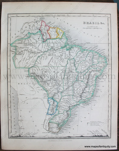 Genuine-Antique-Map-Brazil-&c.-South-America--1850-Petermann-/-Orr-/-Dower-Maps-Of-Antiquity-1800s-19th-century