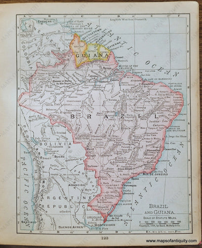 Genuine-Antique-Map-Brazil-and-Guiana-1900-Rand-McNally-Maps-Of-Antiquity