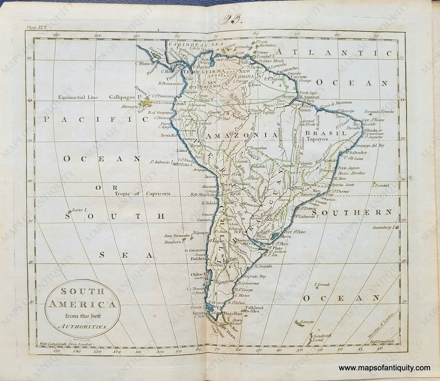 Genuine-Antique-Map-South-America-from-the-best-Authorities-1800-Russell-Guthrie-Maps-Of-Antiquity