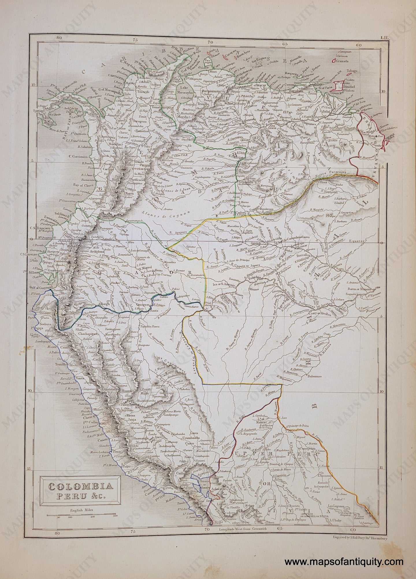 Genuine-Antique-Map-Colombia-Peru--c--1841-Black-Maps-Of-Antiquity