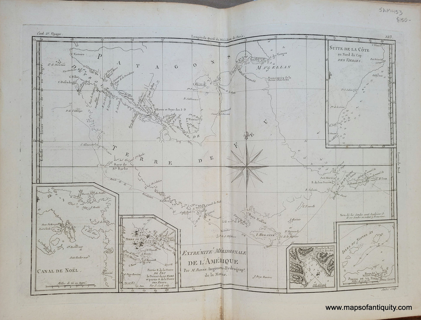 Genuine-Antique-Map-Tierra-del-Fuego---Extremite-Meridionale-de-lAmerique-1788-Bonne-Desmarest-Maps-Of-Antiquity