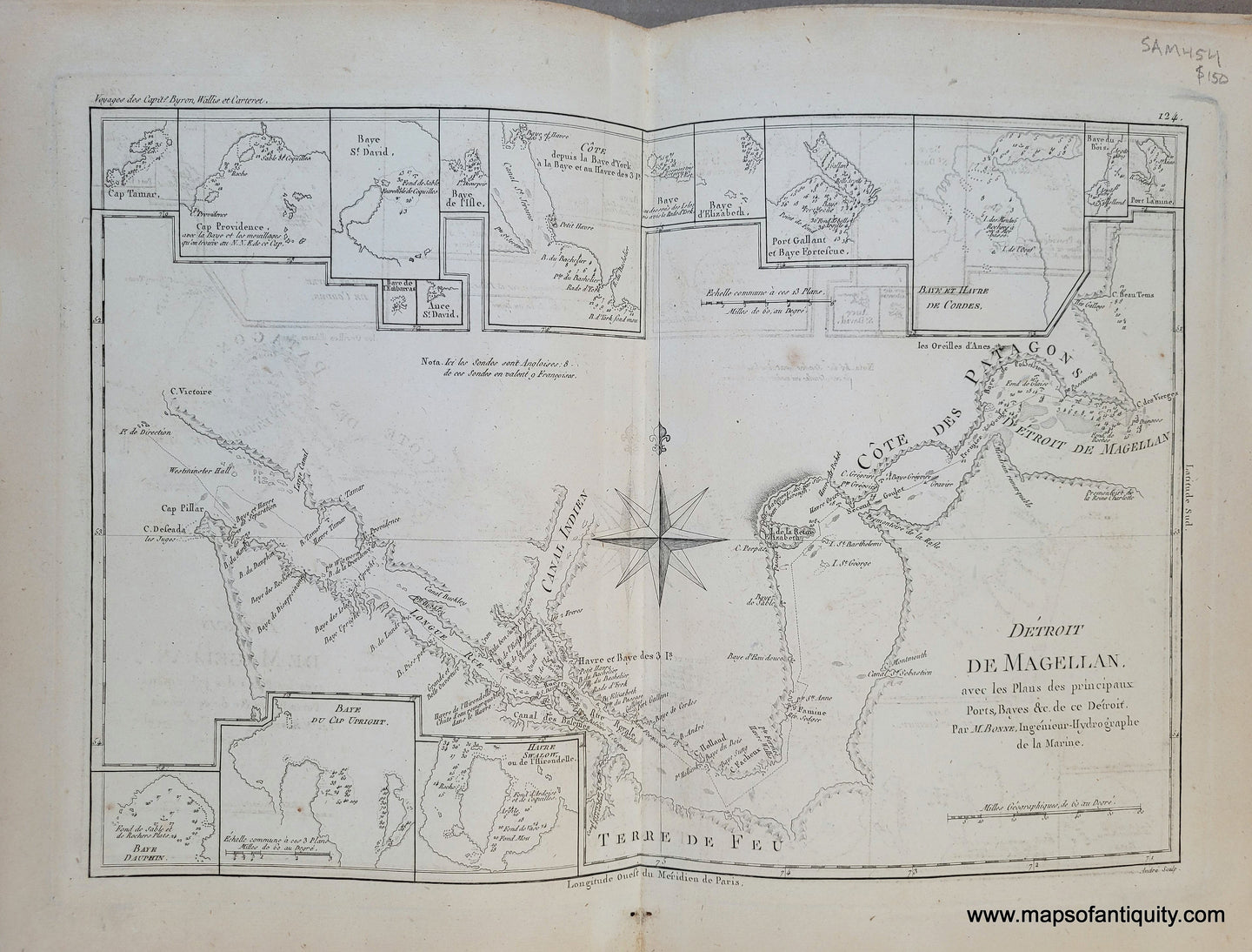 Genuine-Antique-Map-Strait-of-Magellan---Detroit-de-Magellan-1788-Bonne-Desmarest-Maps-Of-Antiquity
