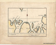 Antique old vintage map of the South American coast of Tierra del Fuego. colors of brown, blue yellow, red