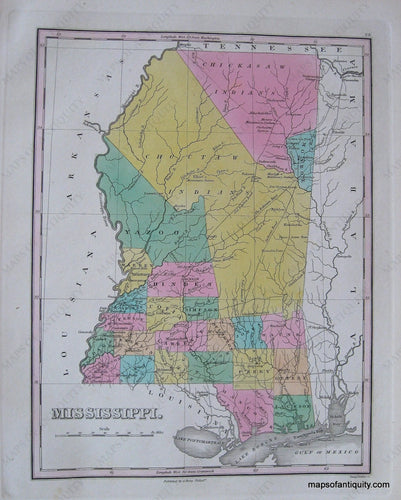 Antique-Hand-Colored-Map-Mississippi.-**********-United-States-South-1826-Anthony-Finley-Maps-Of-Antiquity