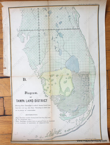 1855 - Diagram of Tampa Land District - Antique Map