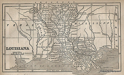 Black-and-White-Antique-Map-Louisiana-**********-Louisiana--1856-Savage-Maps-Of-Antiquity