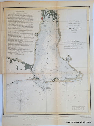 Antique-Coastal-Report-Chart-H-No.-2-Mobile-Bay-Alabama-United-States-South-1851-U.S.-Coast-Survey-Maps-Of-Antiquity