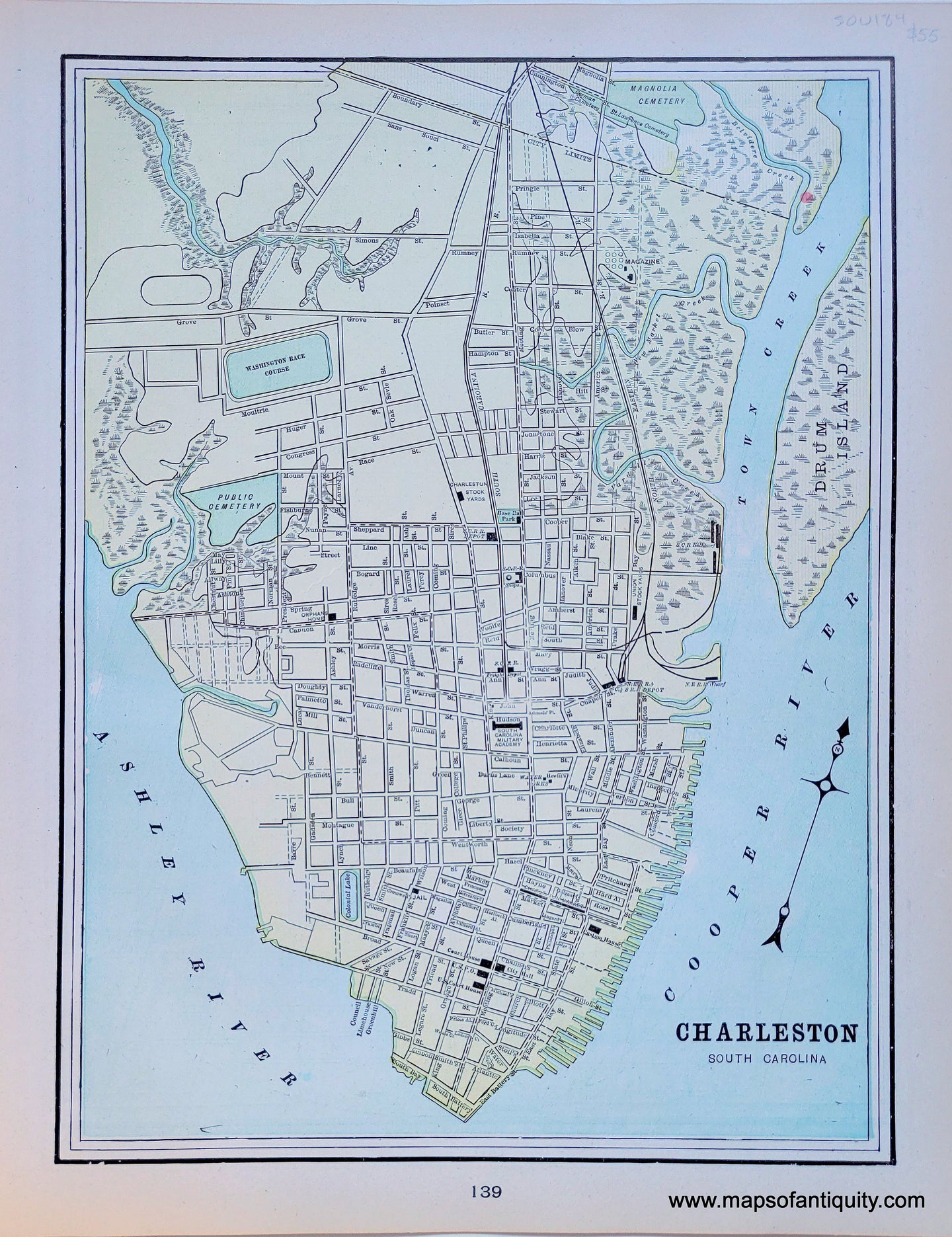 1900 - Charleston South Carolina / Atlanta  - Antique Map