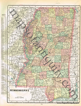 Load image into Gallery viewer, 1900 - Western Half Of Texas Verso: Mississippi And Louisiana Antique Map Genuine Printed-Color
