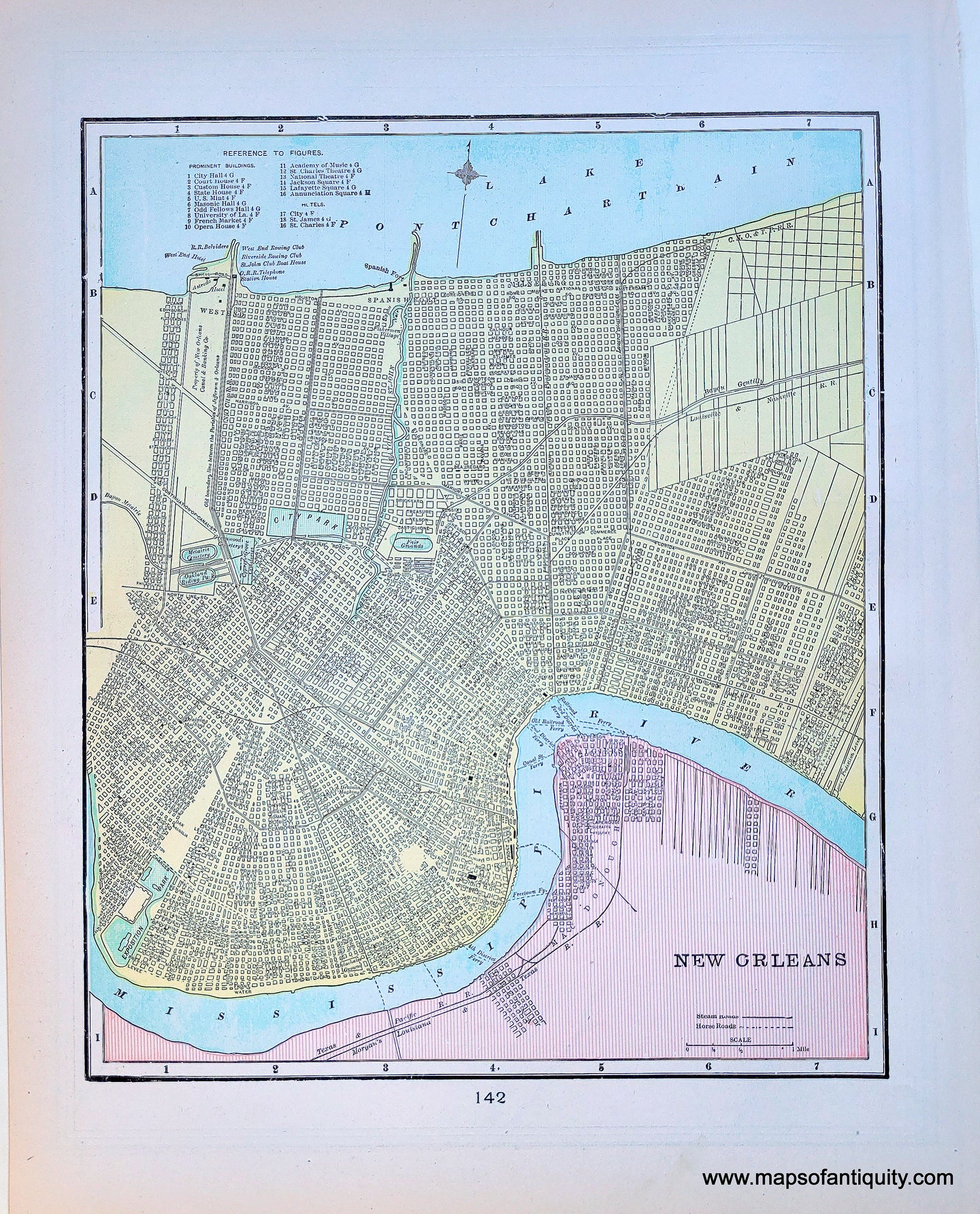 1900 - New Orleans, verso: Birmingham - Antique Map