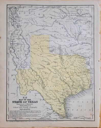 Antique-Hand-Colored-Map-No.-13-Map-of-the-State-of-Texas-United-States-South-1851-Mitchell-Maps-Of-Antiquity