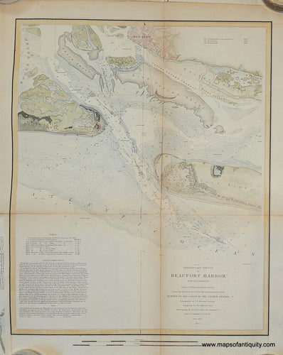 SOU345-Antique-Map-Chart-Beaufort-Harbor-North-Carolina-NC-1851-USCS