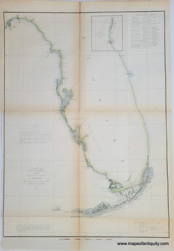 Antique-Map-Sketch-F-Showing-the-Progress-of-the-Survey-in-Section-VI-With-a-General-Reconnoissance-of-the-Western-Coast-of-Florida-1848-1853-Coastal-Report-Chart-U.S.-United-States-Coast-Survey-1850s-1800s-Mid-19th-Century-Maps-of-Antiquity