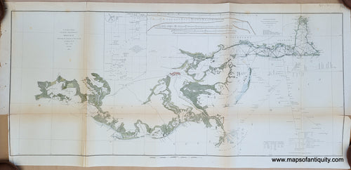 Antique-Map-Sketch-H-Showing-the-Progress-of-the-Survey-in-Section-No.-8-U.S.-Coast-Survey-Coastal-Chart-Nautical-Charts-Louisiana-Mississippi-Alabama-Gulf-of-Mexico-South-Southern-United-States-America-1846-1854-1850s-1800s-Mid-19th-Century-Maps-of-Antiquity