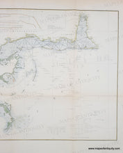Load image into Gallery viewer, Antique chart of part of the gulf of mexico with handsome coloring in greens and browns, red for cities and blue for water along the coast. 
