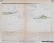 Antique map of Horn Island Pass in Mississippi, with handsome color in greens and browns and blue for the water