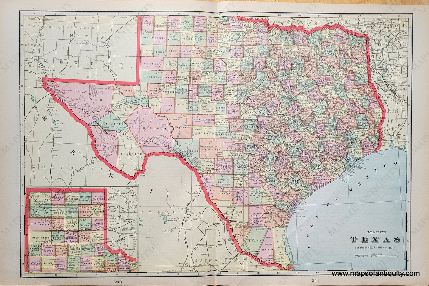 Genuine-Antique-Map-Map-of-Texas-1903-Cram-Maps-Of-Antiquity