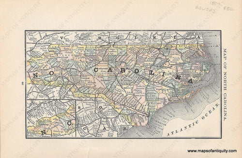 Genuine Antique Map-Map of North Carolina-1884-Rand McNally & Co-Maps-Of-Antiquity