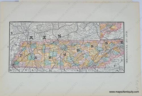 Genuine Antique Map-Map of Tennessee-1884-Rand McNally & Co-Maps-Of-Antiquity