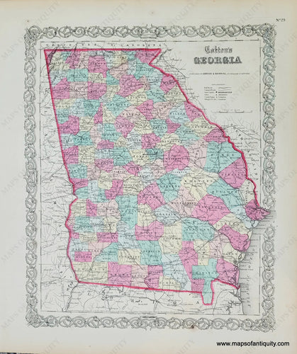 Genuine-Antique-Map-Coltons-Georgia-1859-Colton-Maps-Of-Antiquity