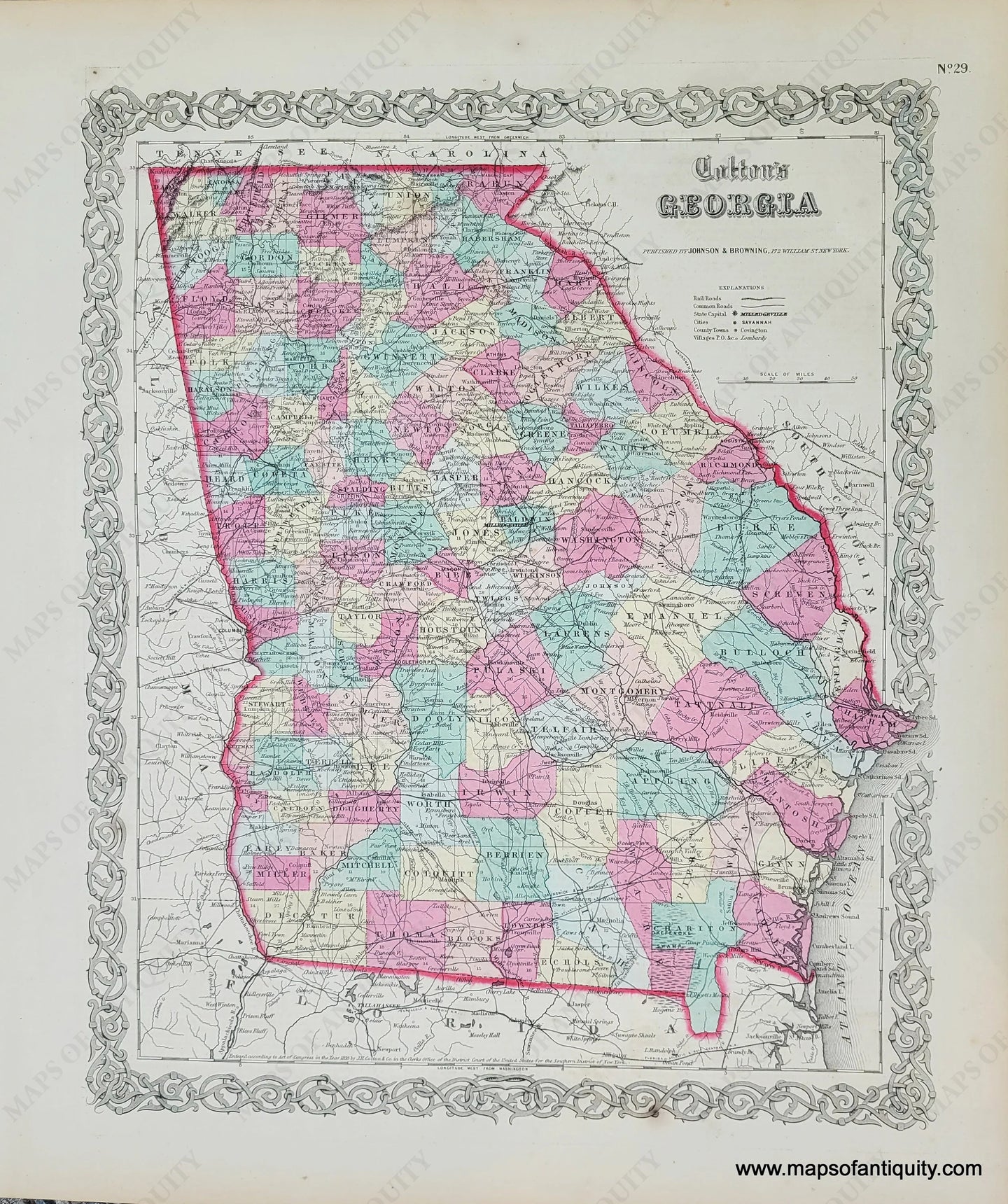 Genuine-Antique-Map-Coltons-Georgia-1859-Colton-Maps-Of-Antiquity