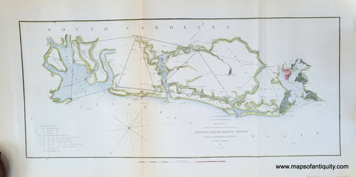 Antique-chart-North-South-Edisto-River-Charleston-SC-and-St-Helena-Sound-South-Carolina-SC-US-Coast-Survey-1853
