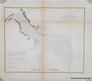 1855 - Reconnaissance Of Doboy Bar And Inlet Georgia Antique Map Genuine Chart with colors in green, brown, and blue water