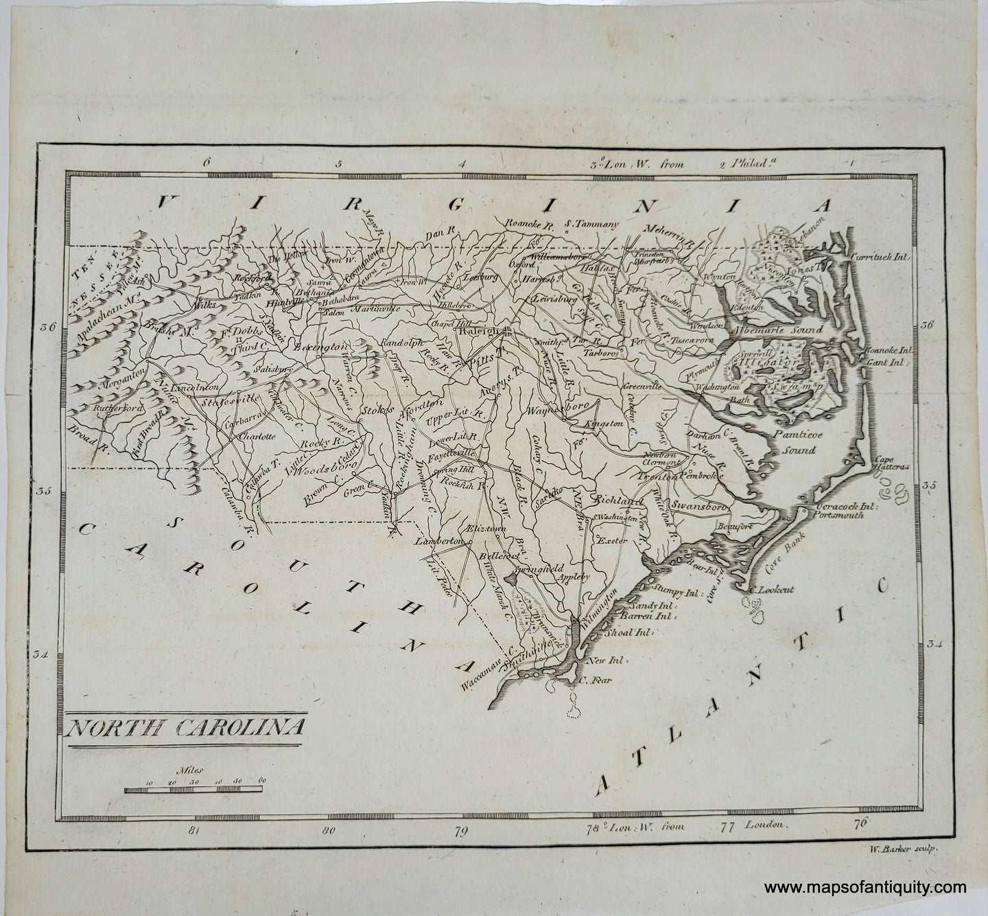 Genuine-Antique-Map-North-Carolina-1804-Carey-Maps-Of-Antiquity