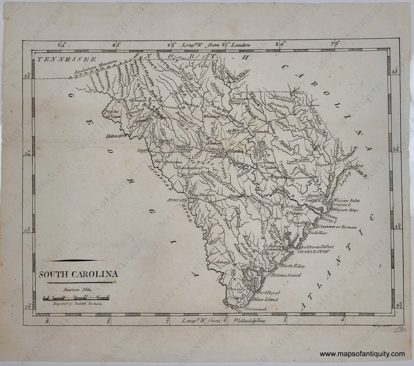 Genuine-Antique-Map-South-Carolina-1804-Carey-Maps-Of-Antiquity