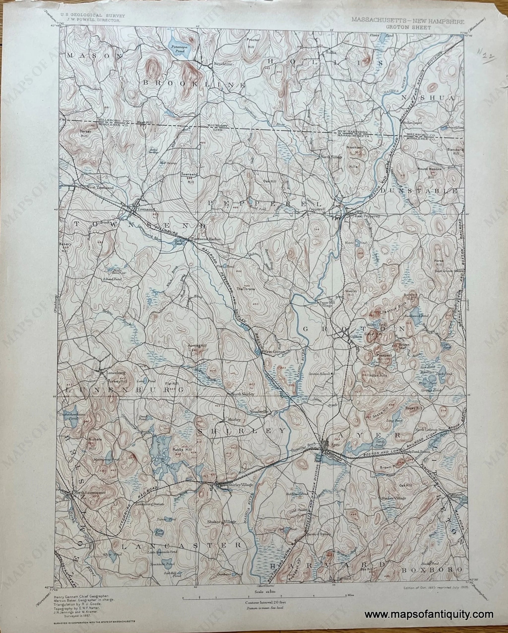 Antique Groton, cheapest Massachusetts 1936 US Geological Survey Topographic Map – Ayer, Shirley, Pepperell & Hollis, Brookline, New Hampshire MA NH