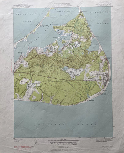 Genuine-Vintage-Map-Sciasconset-Nantucket-Mass-Antique-Topo-Map-1951-USGS-U-S-Geological-Survey-Maps-Of-Antiquity