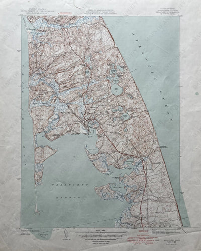 Genuine-Vintage-Map-Wellfleet-Mass-Cape-Cod-Antique-Topographic-Map-1950-USGS-U-S-Geological-Survey-Maps-Of-Antiquity
