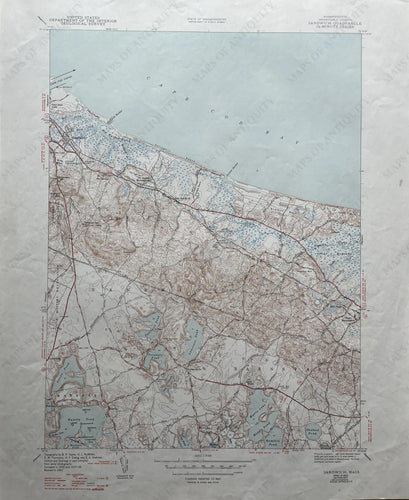 Genuine-Vintage-Map-Sandwich-Mass-Cape-Cod-Antique-Topographic-Map-1947-USGS-U-S-Geological-Survey-Maps-Of-Antiquity