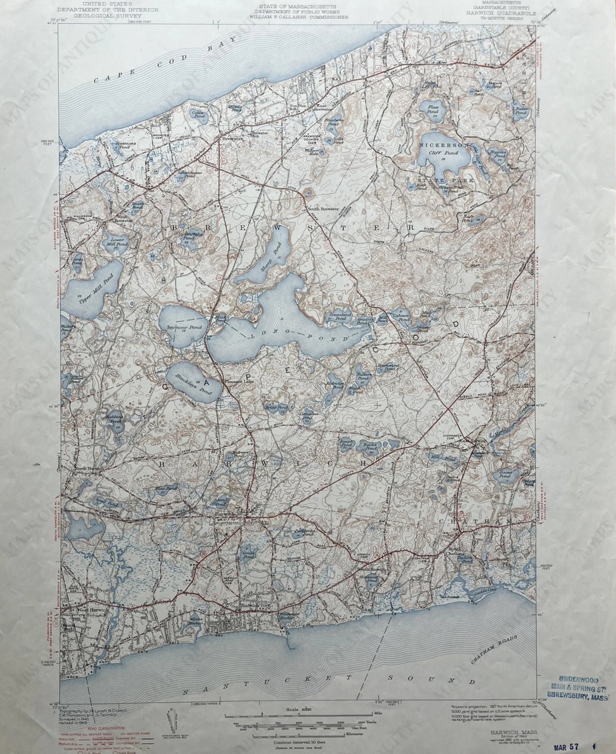 Antique Chatham, Massachusetts 1893 US Geological Survey Topographic Map – Cape Cod, Barnstable County, Brewster, shops Harwich, South Orleans, MA